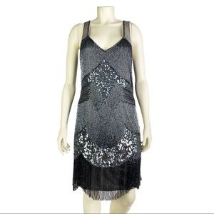MUSANI COUTURE V-Neck Sequin Mini Dress w/ Tags, Blue, Size XL | US12, IT 46